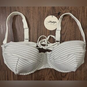 JMP THE LABEL METALLIC SILVER UNDERWIRE BIKINI TOP Size XL